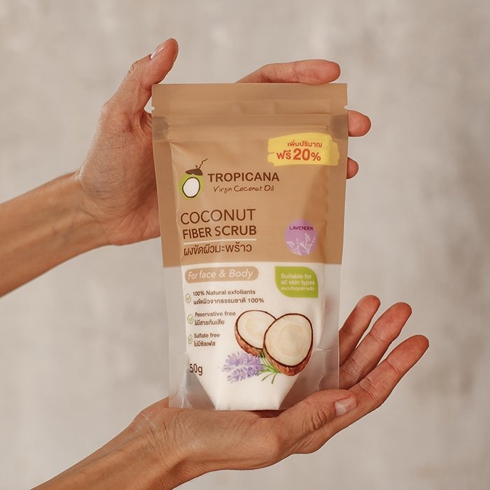 Натуральный Кокосовый скраб для тела из Тайланда Tropicana Coconut Fiber Scrub купить в Москве и Московской области.