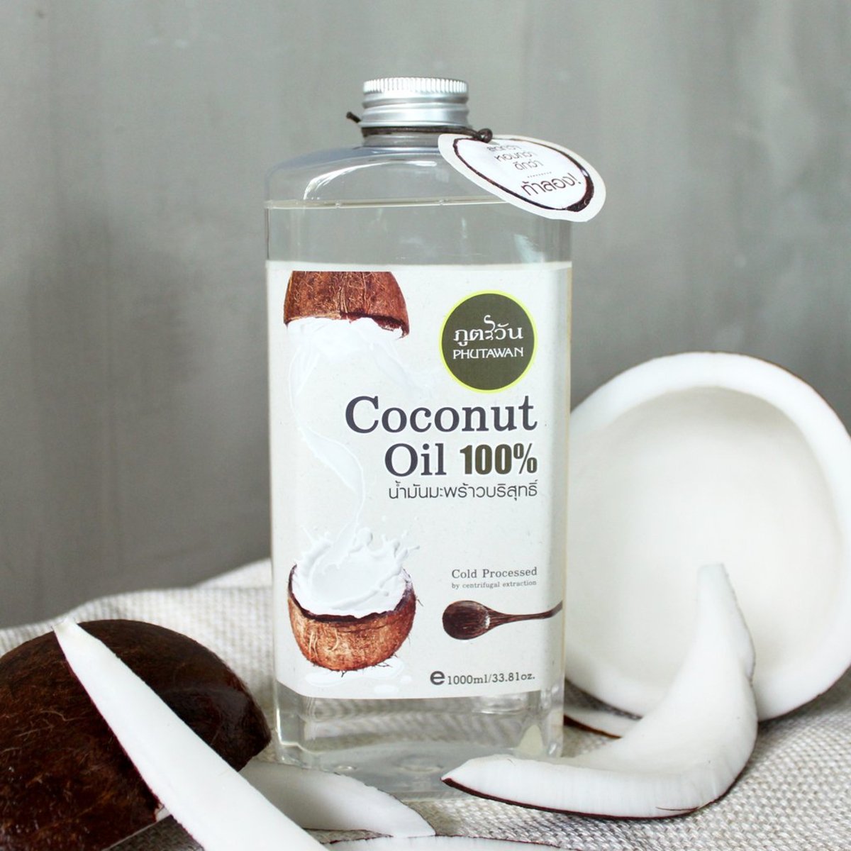 Тайское натуральное 100% органическое кокосовое масло холодного отжима Phutawan Coconut Oil 1000 мл. ТАЙСКОЕ КОКОСОВОЕ МАСЛО КУПИТЬ В МОСКВЕ