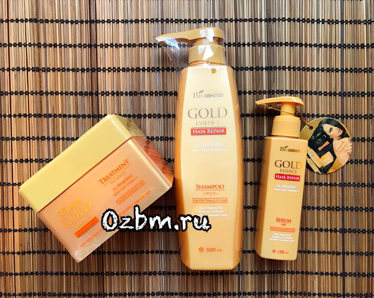 Тайский шампунь для ослабленных волос BioWoman Gold essence hair repair shampoo 500 мл. таиланд